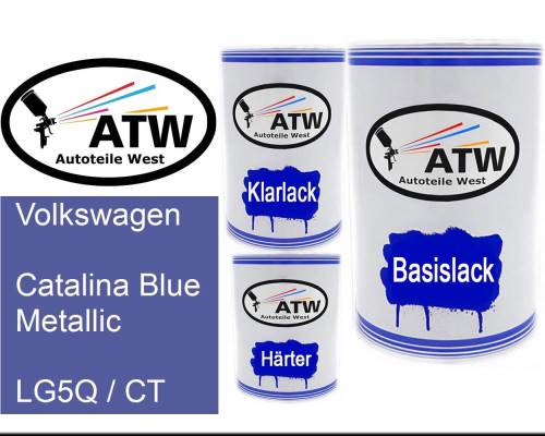 Volkswagen, Catalina Blue Metallic, LG5Q / CT: 500ml Lackdose + 500ml Klarlack + 250ml Härter - Set, von ATW Autoteile West.